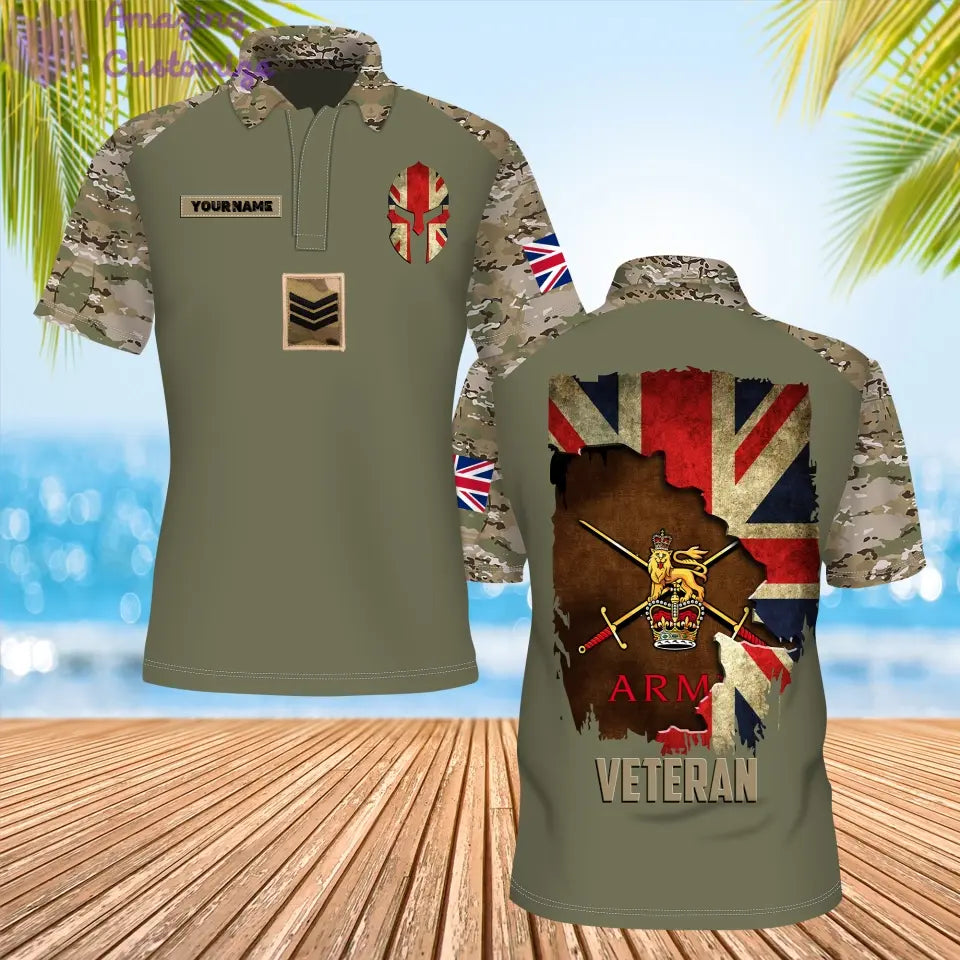 Personalized United Kingdom Soldier/ Veteran Camo With Name And Rank POLO 3D Printed - 1717286402