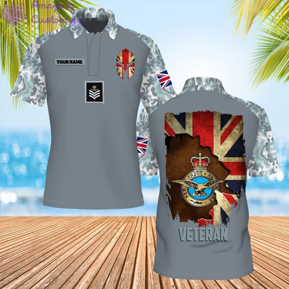 Personalized United Kingdom Soldier/ Veteran Camo With Name And Rank POLO 3D Printed - 0206230002