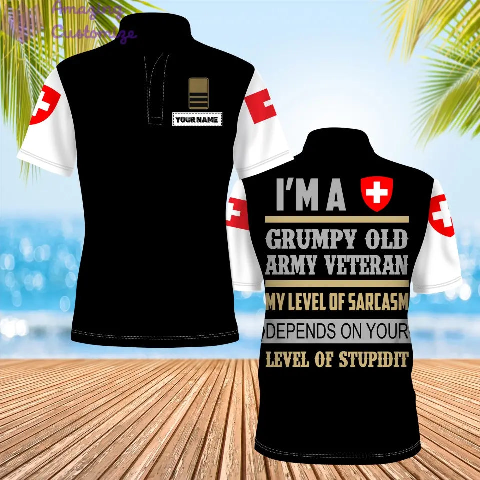 Personalized Swiss Soldier/ Veteran Camo With Name And Rank POLO 3D Printed - 16856640