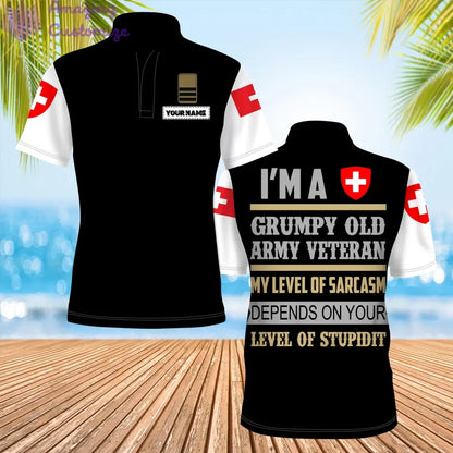 Personalized Swiss Soldier/ Veteran Camo With Name And Rank POLO 3D Printed - 16856640