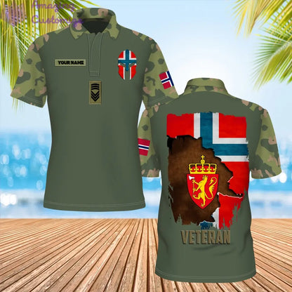 Personalized Norway Soldier/ Veteran Camo With Name And Rank POLO 3D Printed - 0206230002