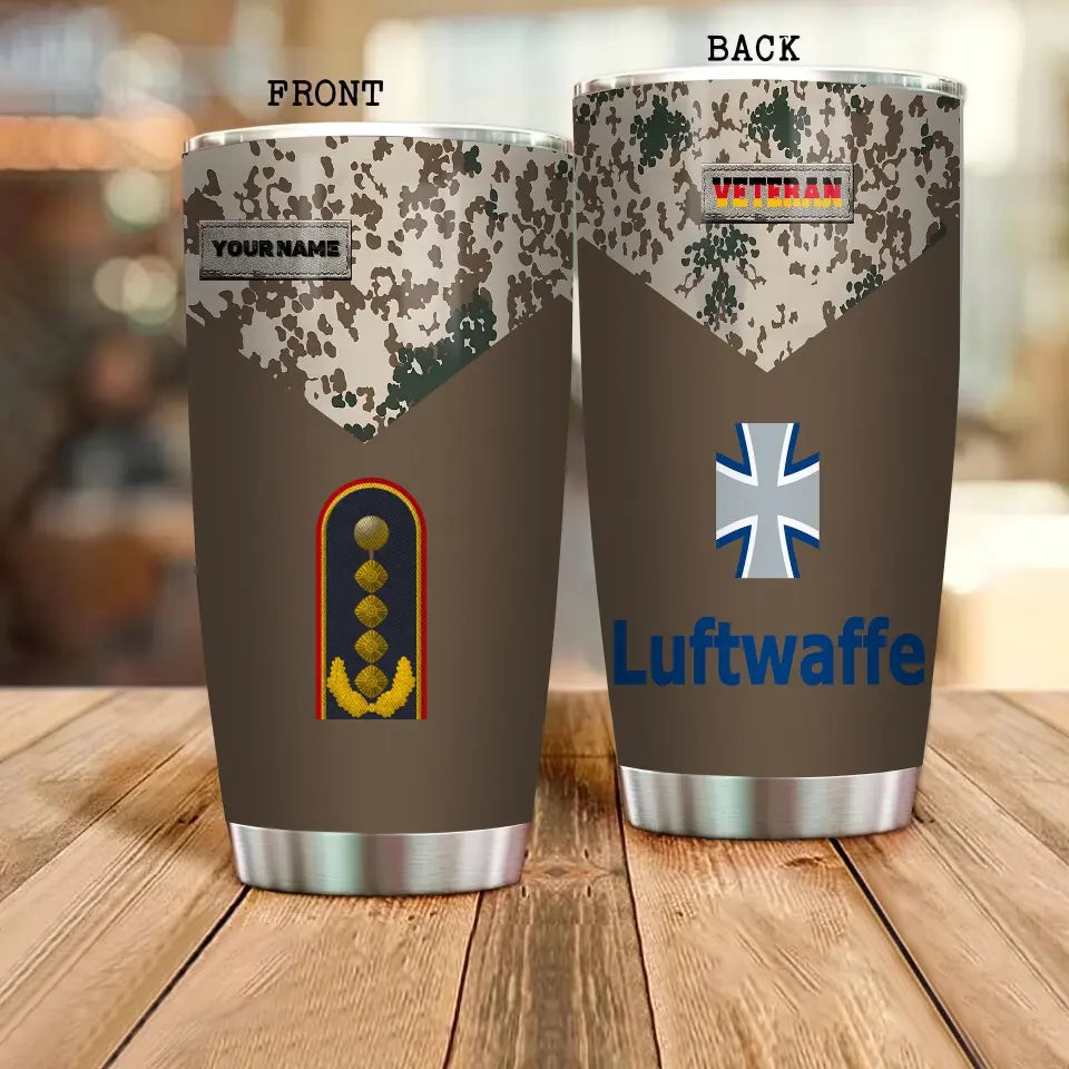 Personalized Germany Veteran/ Soldier With Rank And Name Camo Tumbler All Over Printed - 0206230001 - D04