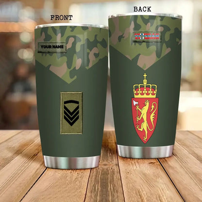 Personalized Norway Veteran/ Soldier With Rank And Name Camo Tumbler All Over Printed - 0206230001 - D04