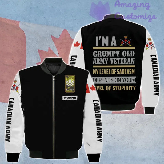 Personalized Canadian Soldier/ Veteran Camo With Name And Rank Bomber Jacket 3D Printed - 0106230001