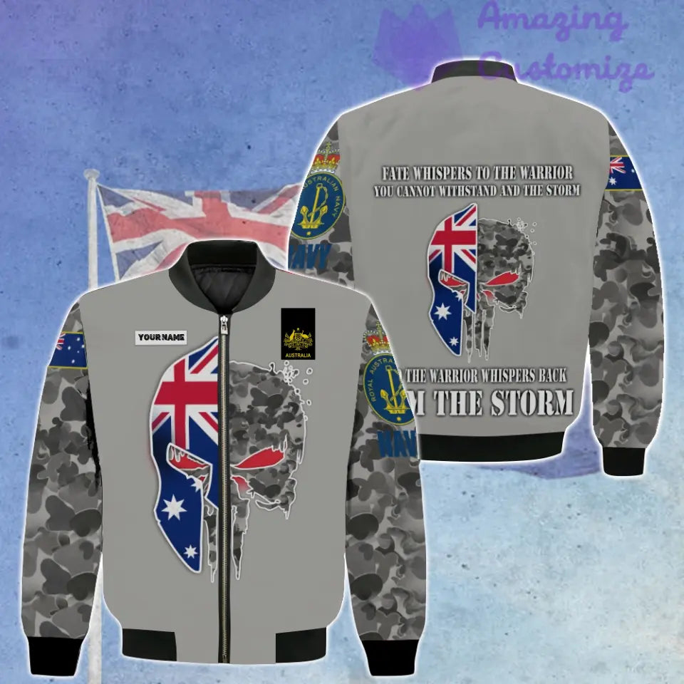 Personalized Australia Soldier/ Veteran Camo With Name And Rank Bomber Jacket 3D Printed - 3005230002