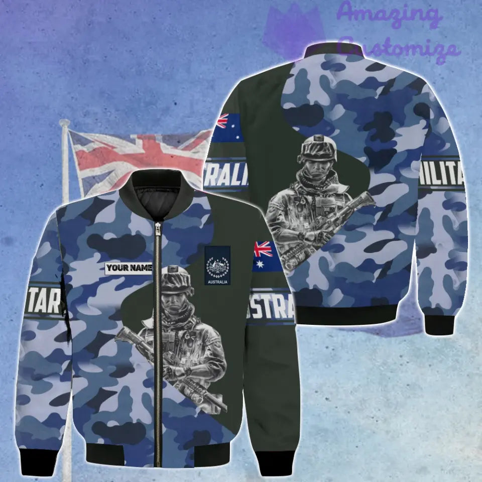 Personalized Australia Soldier/ Veteran Camo With Name And Rank Bomber Jacket 3D Printed - 3005230003