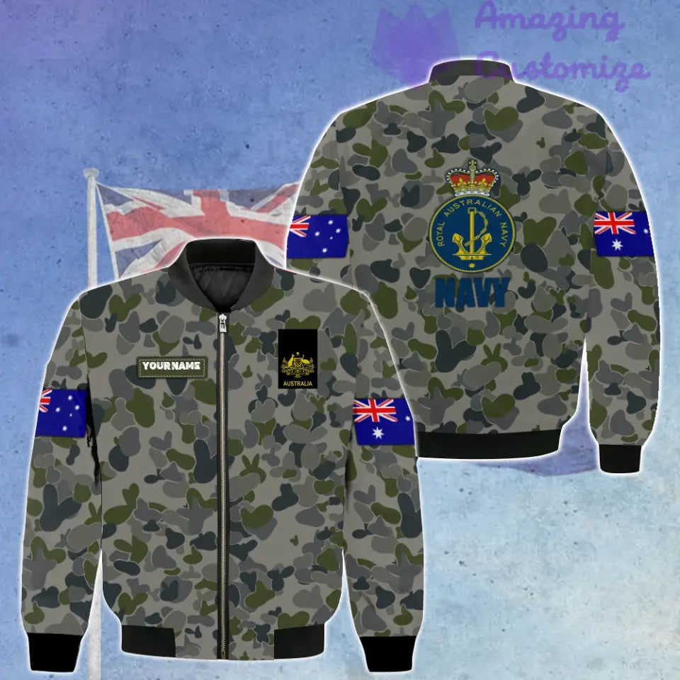 Personalized Australia Soldier/ Veteran Camo With Name And Rank Bomber Jacket 3D Printed - 3005230004
