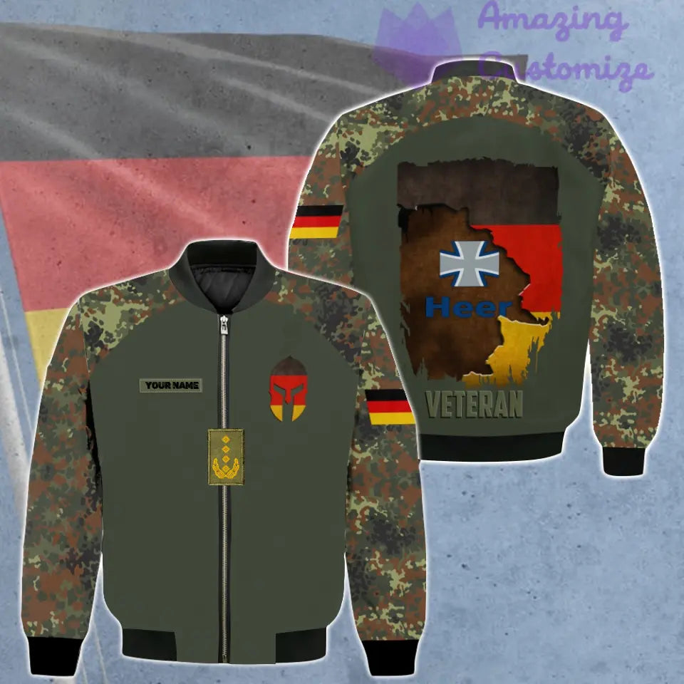 Veste de bombardier personnalisée avec camouflage soldat/vétéran allemand avec nom et grade, imprimée en 3D - 0106230002