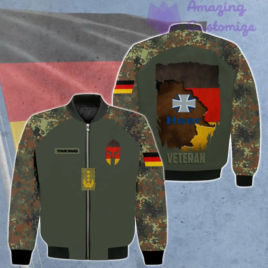 Veste de bombardier personnalisée avec camouflage soldat/vétéran allemand avec nom et grade, imprimée en 3D - 0106230002