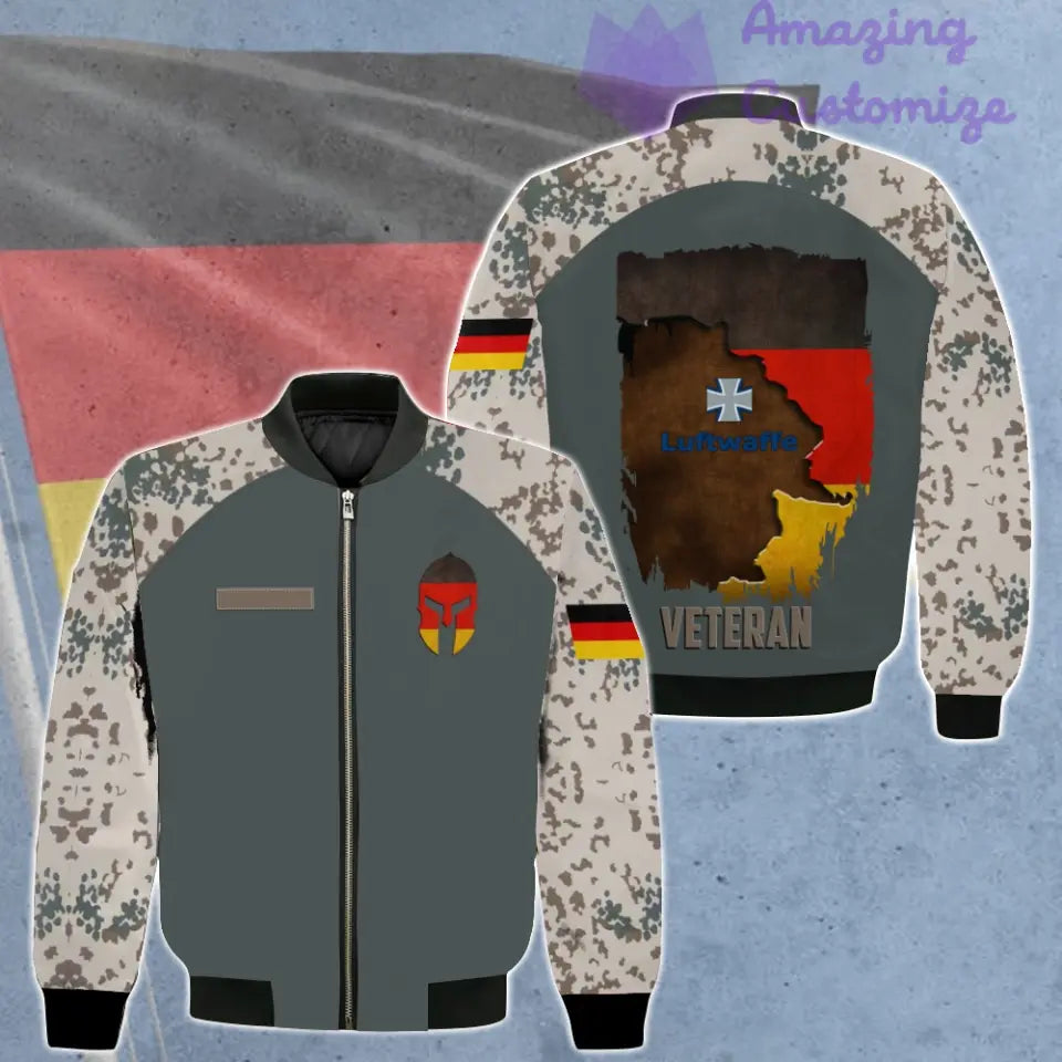 Veste de bombardier personnalisée avec camouflage soldat/vétéran allemand avec nom et grade, imprimée en 3D - 0106230002