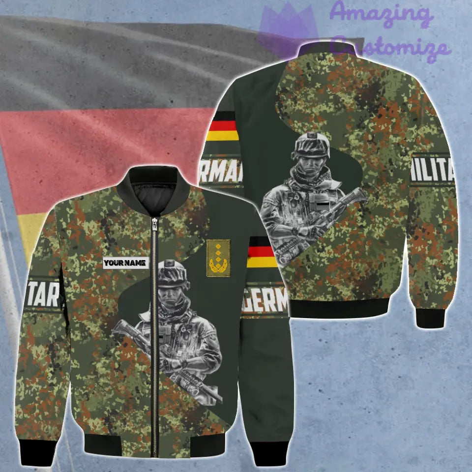 Personalized Germany Soldier/ Veteran Camo With Name And Rank Bomber Jacket 3D Printed - 0606230001