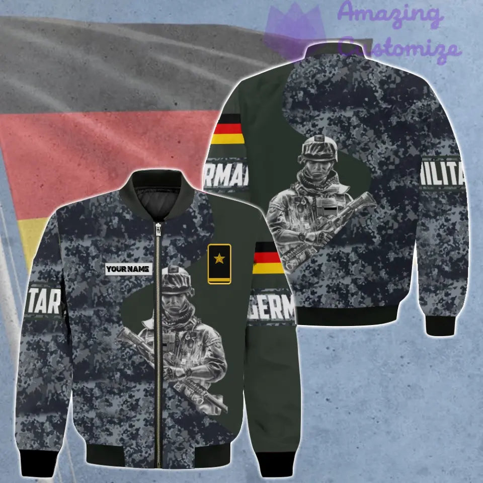 Veste de bombardier personnalisée avec camouflage soldat/vétéran allemand avec nom et grade, imprimée en 3D - 0606230001