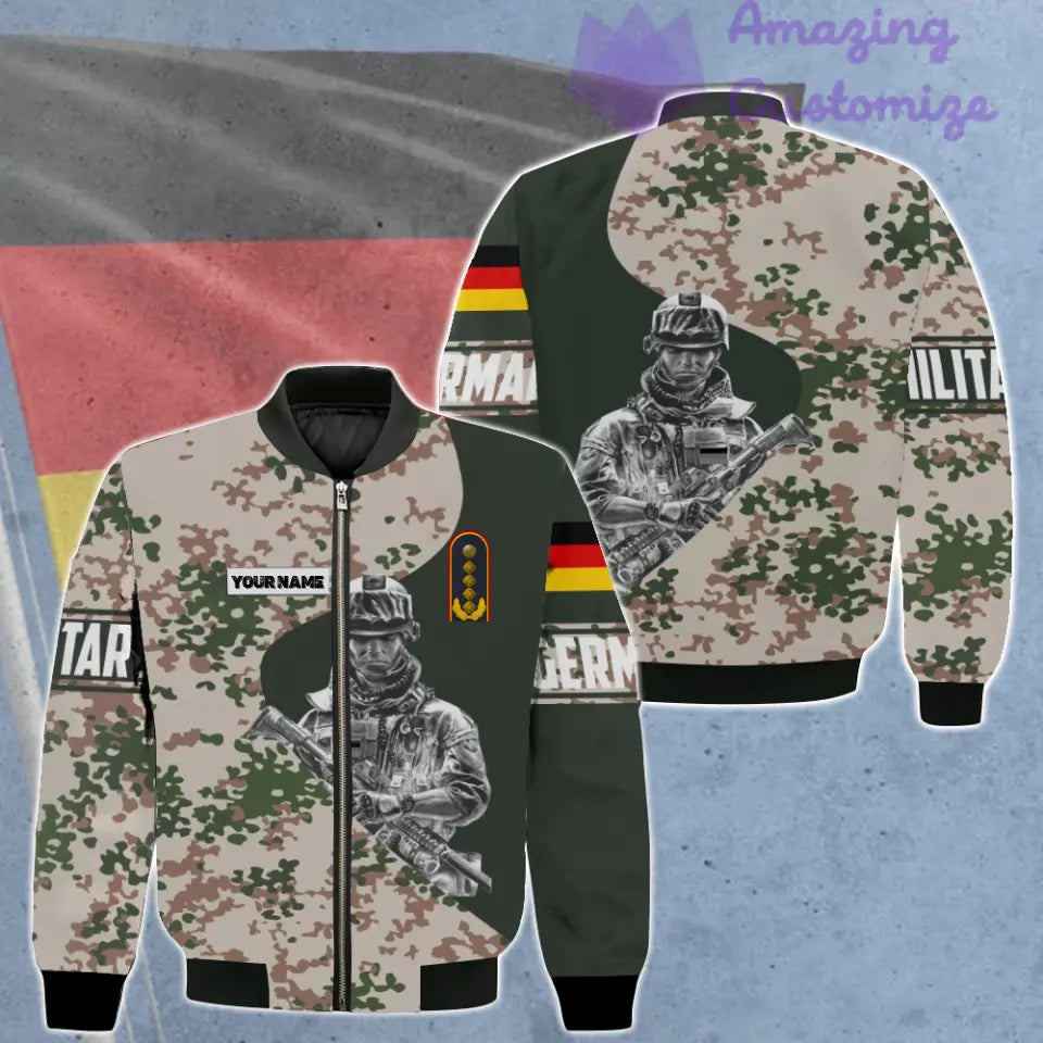 Veste de bombardier personnalisée avec camouflage soldat/vétéran allemand avec nom et grade, imprimée en 3D - 0606230001