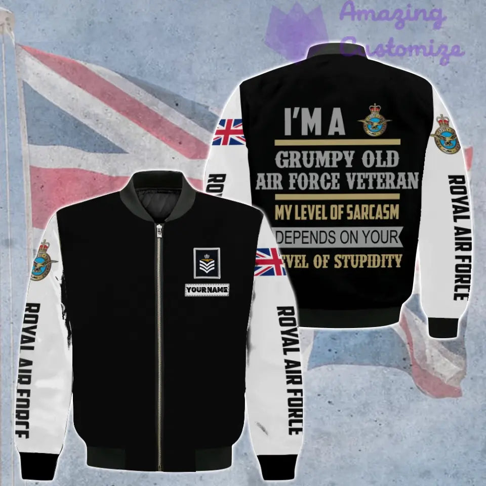 Personalized UK Soldier/ Veteran Camo With Name And Rank Bomber Jacket 3D Printed - 0106230001