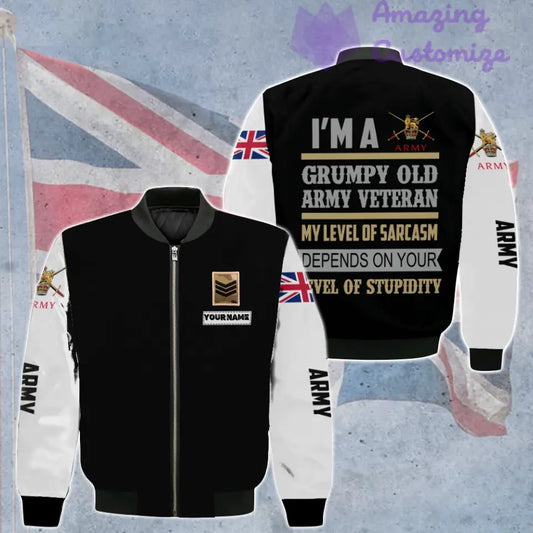Personalized UK Soldier/ Veteran Camo With Name And Rank Bomber Jacket 3D Printed - 0106230001