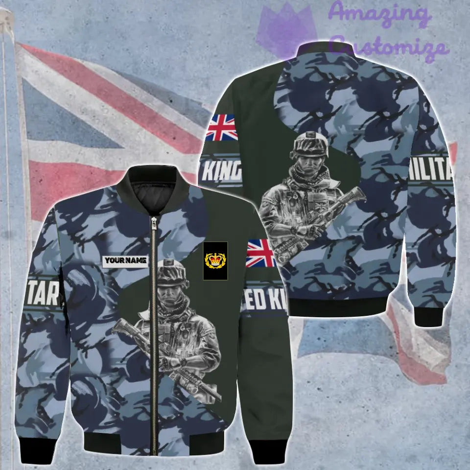 Personalized UK Soldier/ Veteran Camo With Name And Rank Bomber Jacket 3D Printed - 16860096