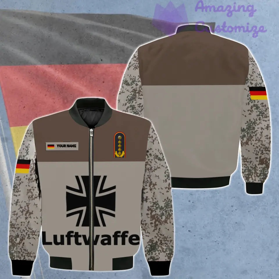 Personalized Germany Soldier/ Veteran Camo With Name And Rank Bomber Jacket 3D Printed - 0606230002