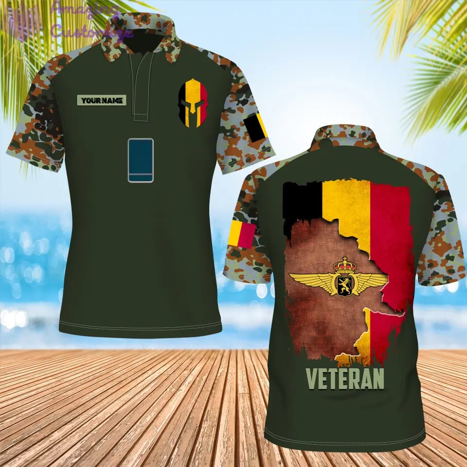 Personalized Belgium Soldier/ Veteran Camo With Name And Rank POLO 3D Printed- 1306230001