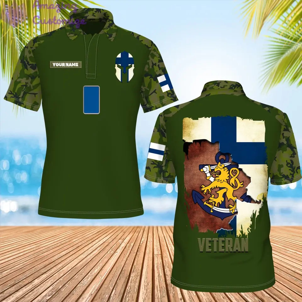 Personalized Finland Soldier/ Veteran Camo With Name And Rank POLO 3D Printed- 1306230001