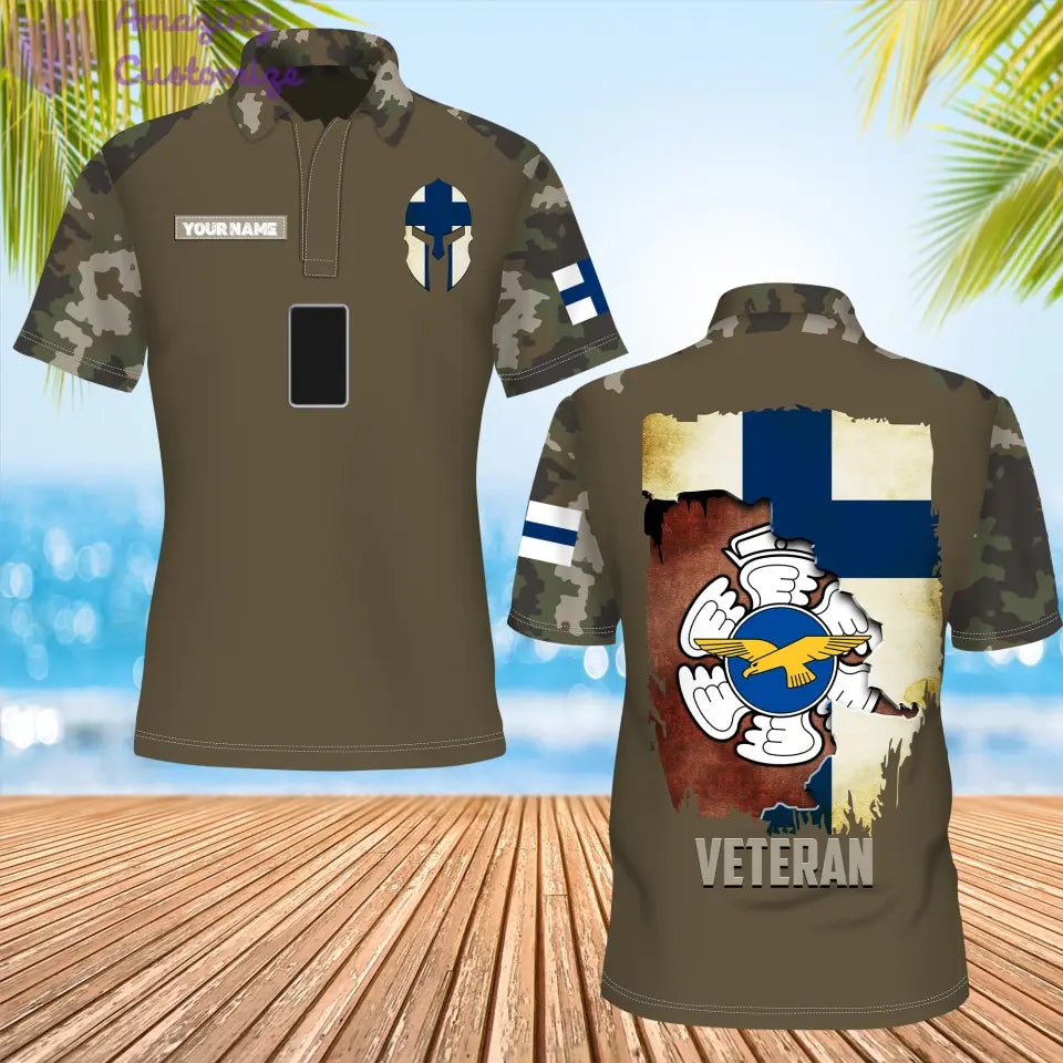 Personalized Finland Soldier/ Veteran Camo With Name And Rank POLO 3D Printed- 1306230001