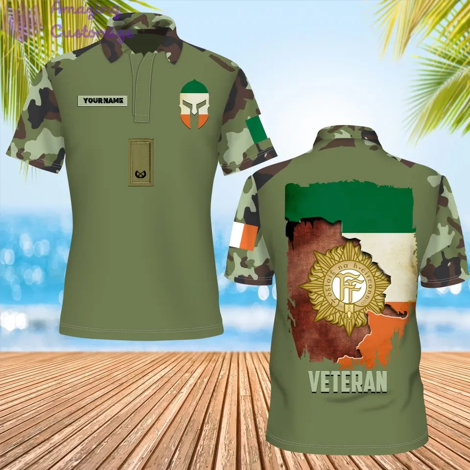 Personalized Ireland Soldier/ Veteran Camo With Name And Rank POLO 3D Printed - 16866144