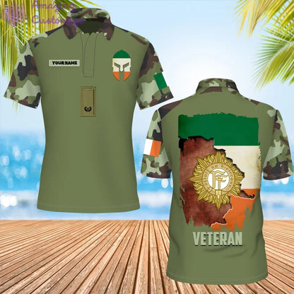 Personalized Ireland Soldier/ Veteran Camo With Name And Rank POLO 3D Printed - 16866144