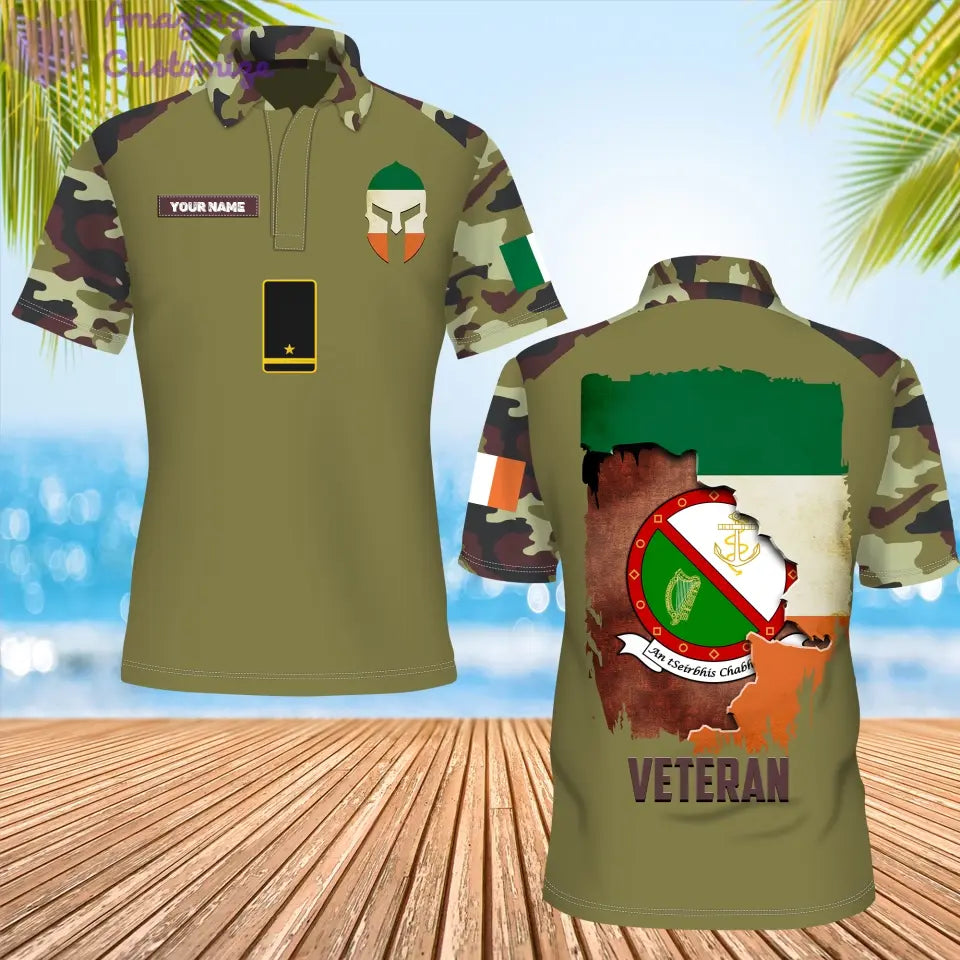 Personalized Ireland Soldier/ Veteran Camo With Name And Rank POLO 3D Printed - 16866144