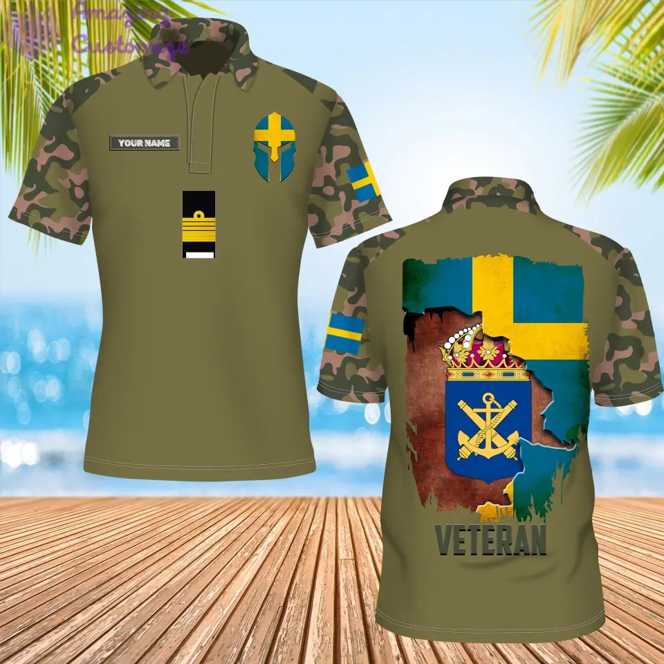 Personalized Sweden Soldier/ Veteran Camo With Name And Rank POLO 3D Printed- 1306230001