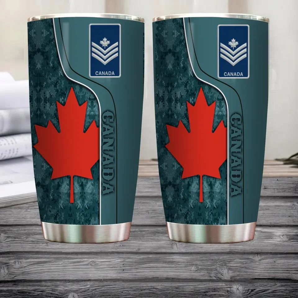 Personalized Canadian Veteran/ Soldier With Rank And Name Camo Tumbler All Over Printed 0502240007