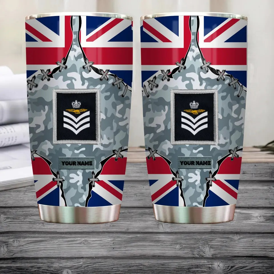 Personalized United Kingdom Veteran/ Soldier With Rank And Name Camo Tumbler All Over Printed 0202240013
