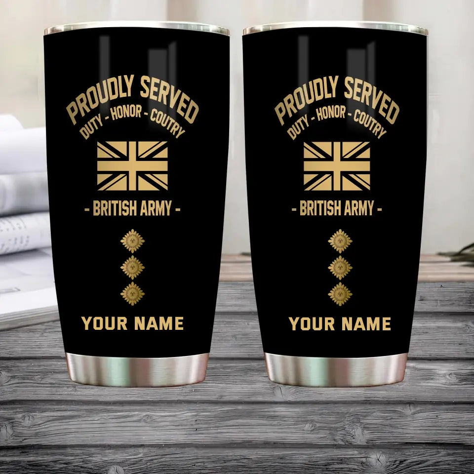 Personalized UK Veteran/ Soldier With Rank And Name Camo Tumbler All Over Printed 0202240017