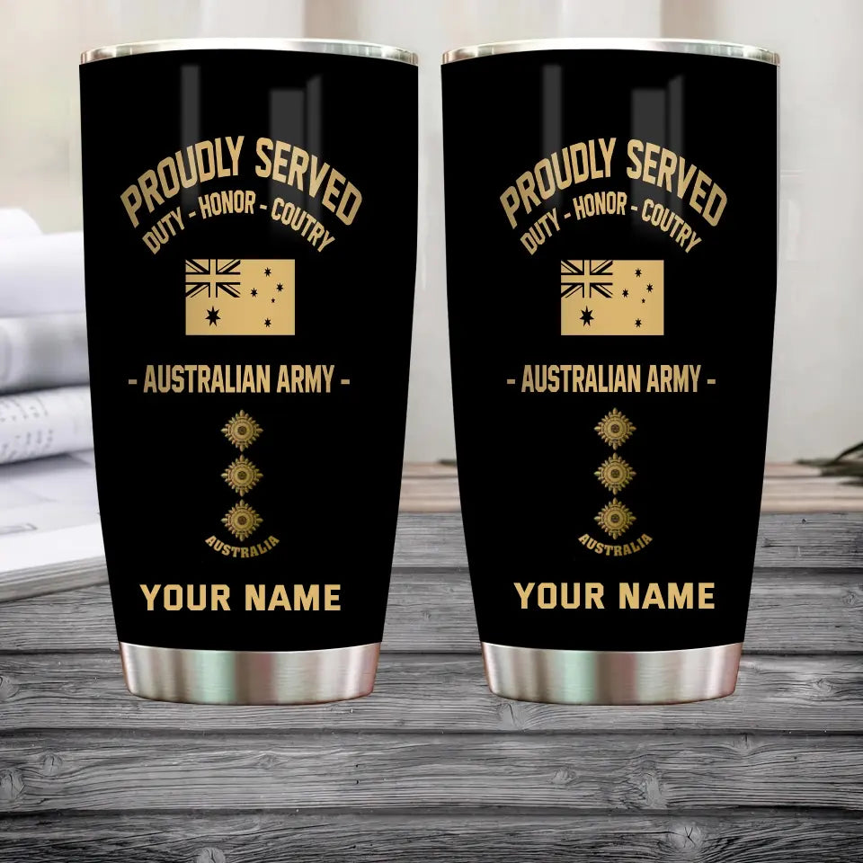 Personalized Australian Veteran/ Soldier With Rank And Name Camo Tumbler All Over Printed - 1706918405