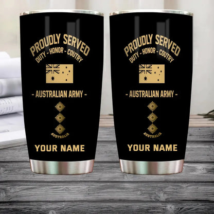 Personalized Australian Veteran/ Soldier With Rank And Name Camo Tumbler All Over Printed - 1706918405