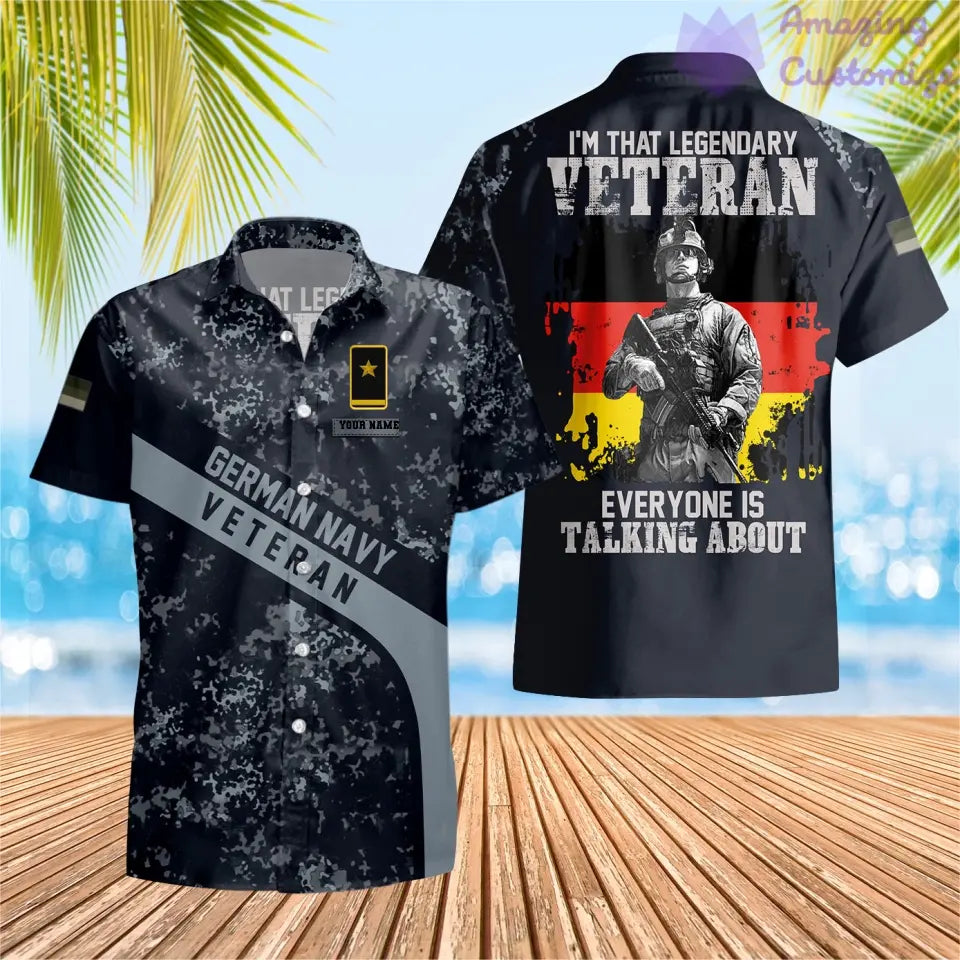 Personalized Germany Soldier/ Veteran Camo With Name And Rank Hawaii Shirt 3D Printed - 1687305602