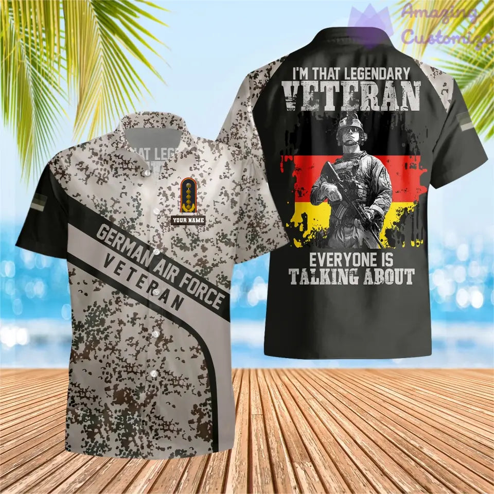 Personalized Germany Soldier/ Veteran Camo With Name And Rank Hawaii Shirt 3D Printed - 1687305602