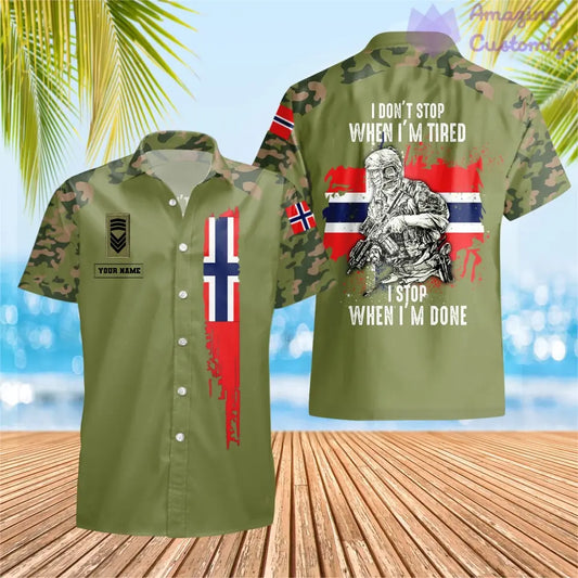 Personalized Norway Soldier/ Veteran Camo With Name And Rank Hawaii Shirt 3D Printed - 2106230002