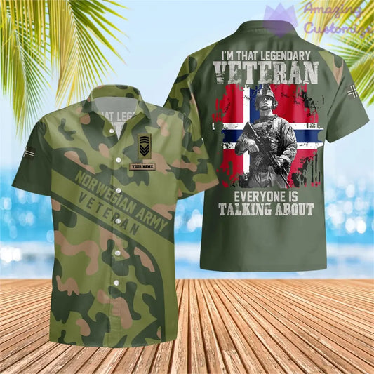 Personalized Norway Soldier/ Veteran Camo With Name And Rank Hawaii Shirt 3D Printed - 2106230003