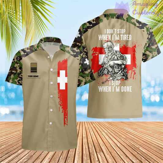 Personalized Swiss Soldier/ Veteran Camo With Name And Rank Hawaii Shirt 3D Printed - 2106230001