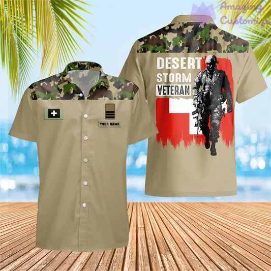 Personalized Swiss Soldier/ Veteran Camo With Name And Rank Hawaii Shirt 3D Printed - 2106230004