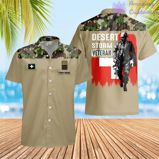 Personalized Swiss Soldier/ Veteran Camo With Name And Rank Hawaii Shirt 3D Printed - 1687305603