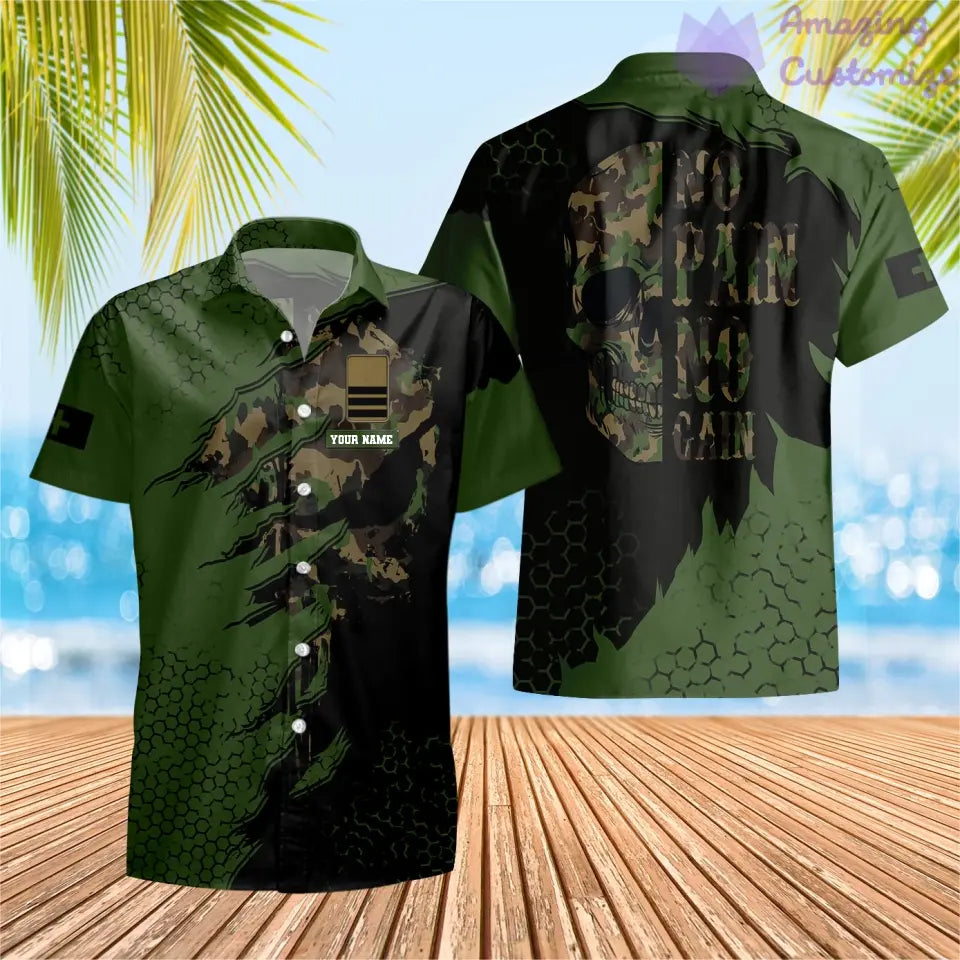 Personalized Swiss Soldier/ Veteran Camo With Name And Rank Hawaii Shirt 3D Printed - 2106230005