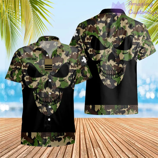 Personalized Swiss Soldier/ Veteran Camo With Name And Rank Hawaii Shirt 3D Printed - 1687305601