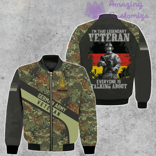 Personalized Germany Soldier/ Veteran Camo With Name And Rank Bomber Jacket 3D Printed - 2106230003