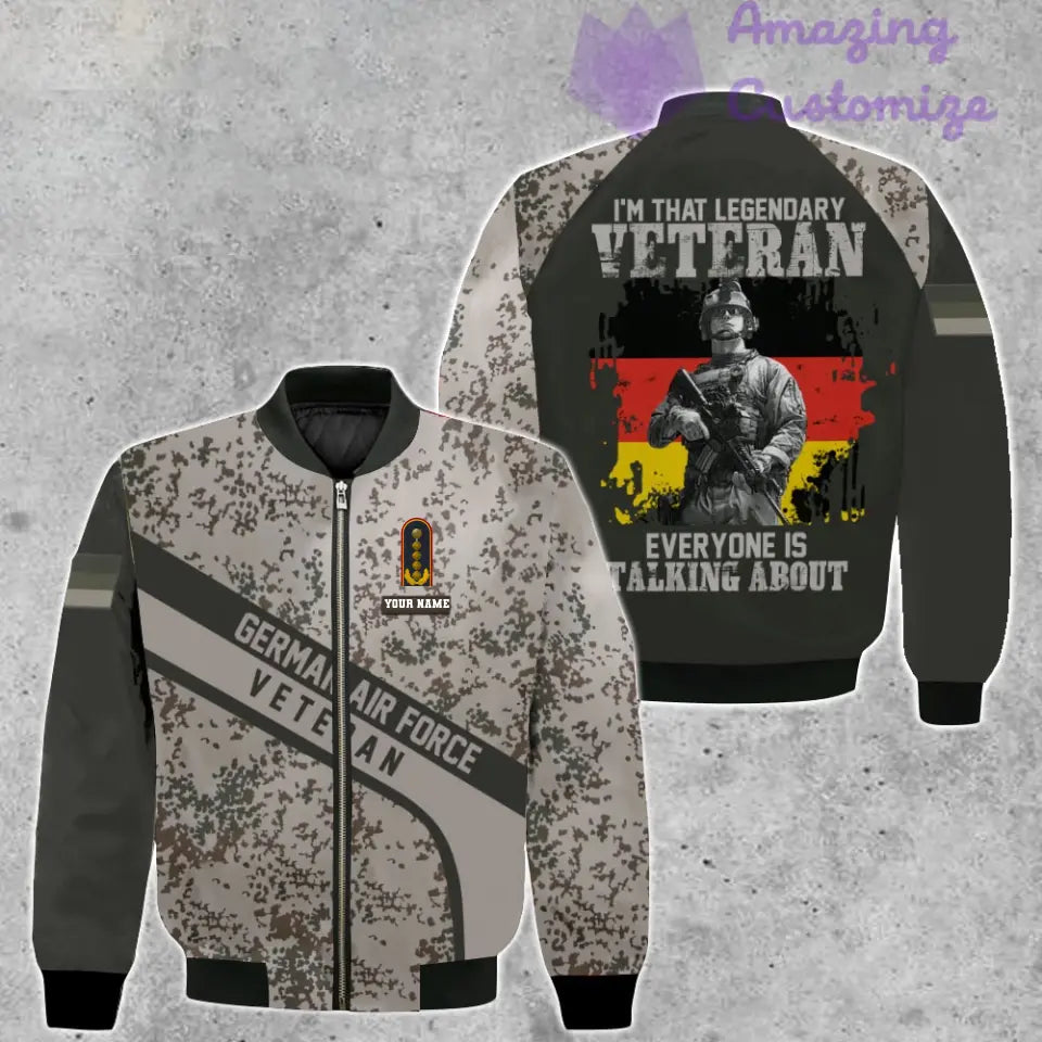 Personalized Germany Soldier/ Veteran Camo With Name And Rank Bomber Jacket 3D Printed - 2106230003