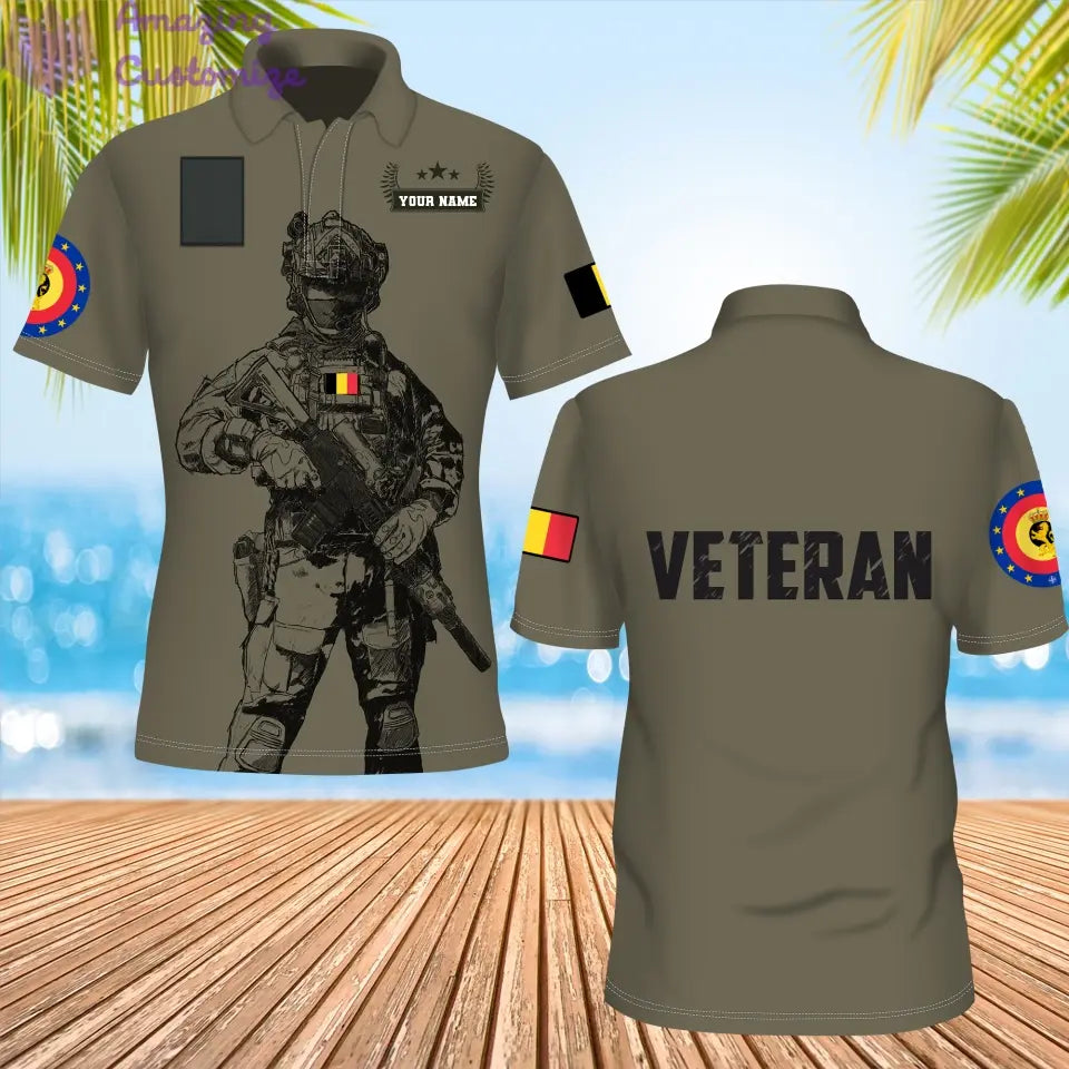 Personalized Belgium Soldier/ Veteran Camo With Name And Rank POLO 3D Printed- 1306230002