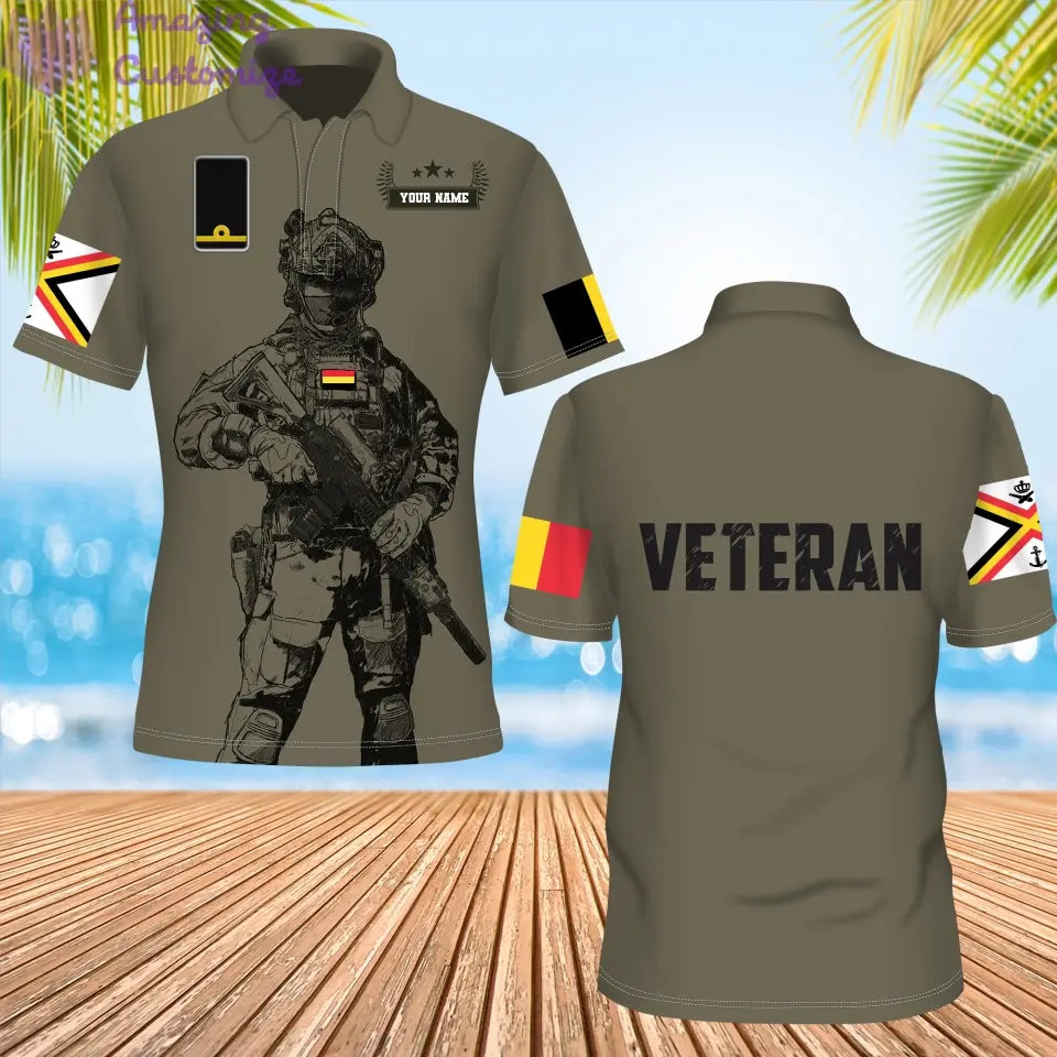 Personalized Belgium Soldier/ Veteran Camo With Name And Rank POLO 3D Printed- 1306230002