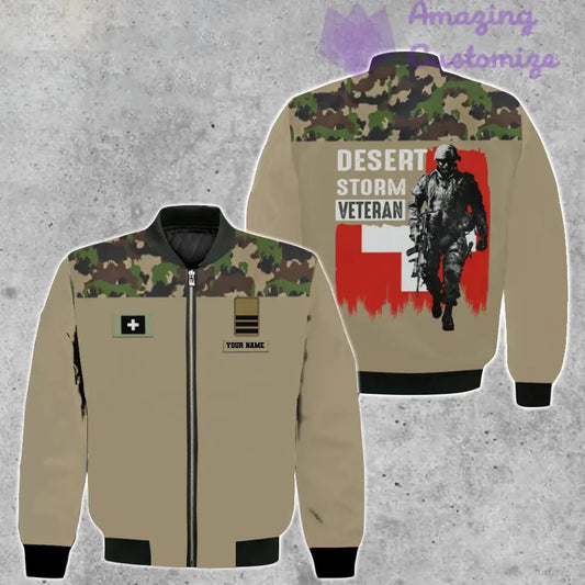 Personalized Swiss Soldier/ Veteran Camo With Name And Rank Bomber Jacket 3D Printed - 2106230004