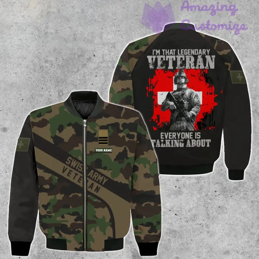 Personalized Swiss Soldier/ Veteran Camo With Name And Rank Bomber Jacket 3D Printed - 2106230003