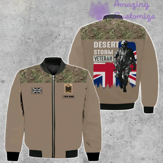 Personalized UK Soldier/ Veteran Camo With Name And Rank Bomber Jacket 3D Printed - 2106230002