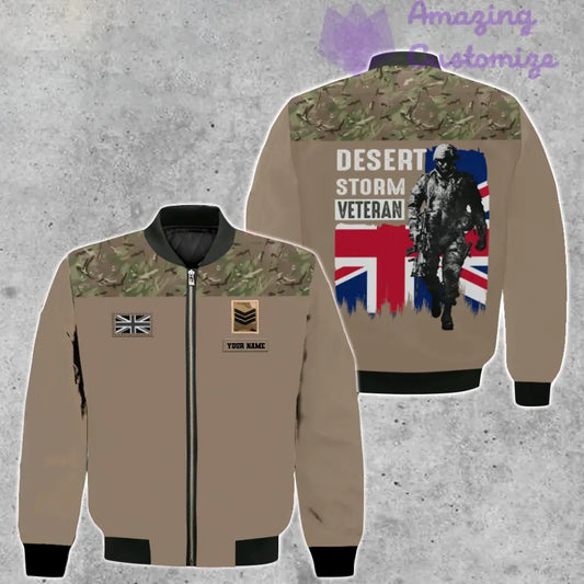 Personalized UK Soldier/ Veteran Camo With Name And Rank Bomber Jacket 3D Printed - 1687305601